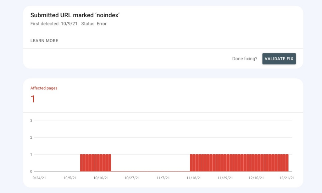 URL marked 'noindex’ issue – how to fix